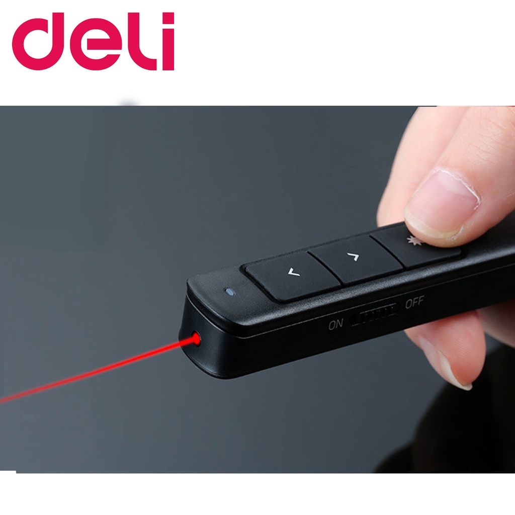 deli Wireless Laser Pen Wireless PPT Page Flipping Pen Infrared Briefing Remote Control Pen Red Laser Pen (Random Colour) [2808]