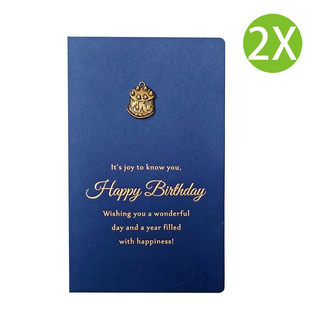 2X 生日卡 金屬帶信封 藍色 #生日賀卡, 手工賀卡 (包裝隨機)