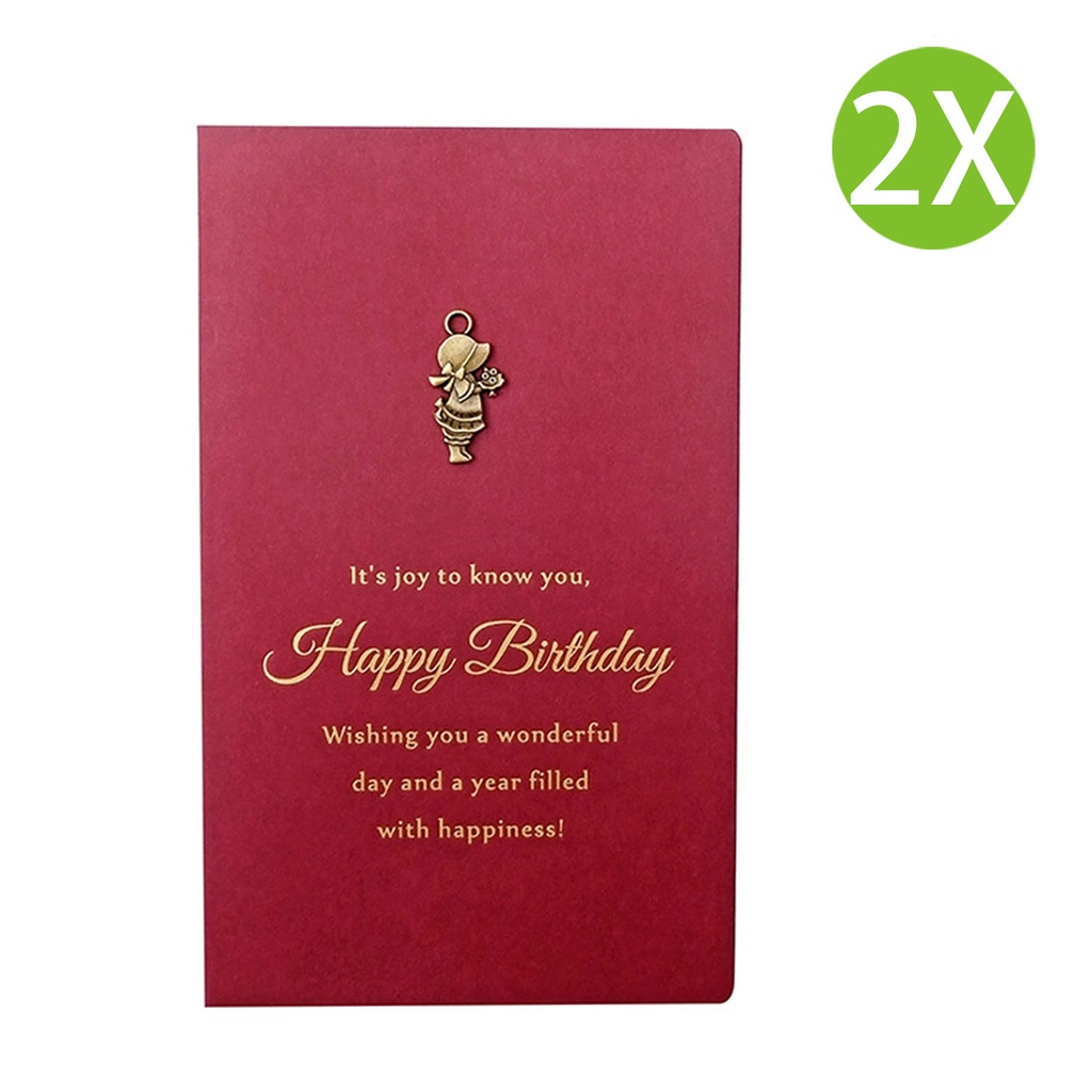 2X Birthday Card With Envelope Red (Little Girl) #Craft Card, Greeting Card
