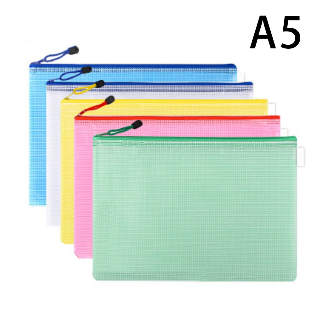 4X A5 Mesh Zipper Bag, Notice Bag (Random Color) (pack of 4)