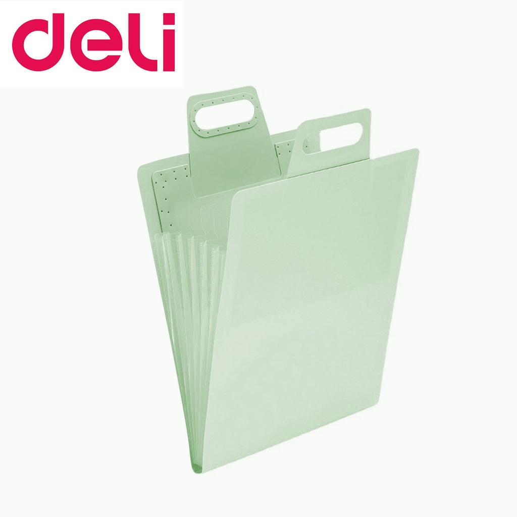 deli 7 Grid A4 Portable file bag Green 淺綠色 [72610] (Random Packaging)