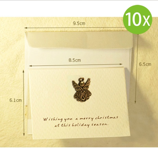 [Packaging71] 10X 聖誕卡 金屬帶信封 白色 (天使) #聖誕賀卡, 手工賀卡