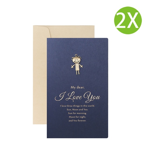 [Packaging81x2] 2X Valentine's Day Card With Envelope Blue (Little Boy) I Love You #Birthday Card, Craft Card, Greeting Card 