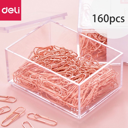 [Packaging92] 得力 萬字夾 回形針 玫瑰金色(160 pcs/盒) [78510]