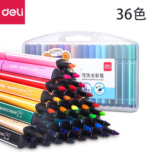 [Packaging93] deli Kids WaterColour Pen 36 Colours Set Washable Pen [70723]