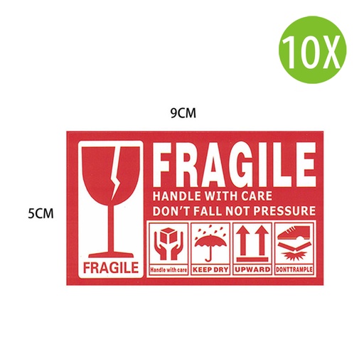 [PackagingA23x10] 10X FRAGILE stickers Glass Warning stickers (5 x 9cm)