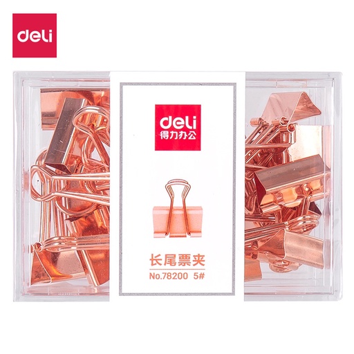 [PackagingA26] 得力 高貴長尾夾票夾 玫瑰金色(25個/盒) [78200]