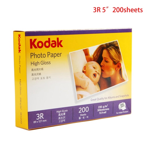 [PackagingA37] 柯達230克 3R 5“寸噴墨打印RC相片紙 相紙 (200張/包) (包裝隨機)